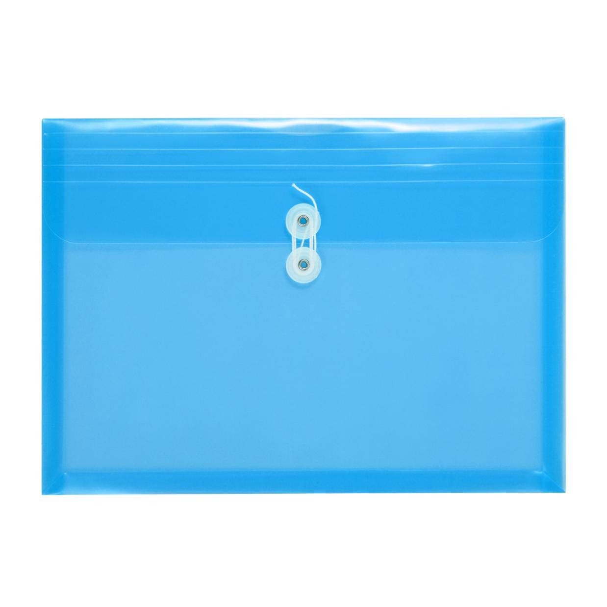 12 PCS Blue Plastic Envelopes String Closure Clear Side Loading Folder Legal