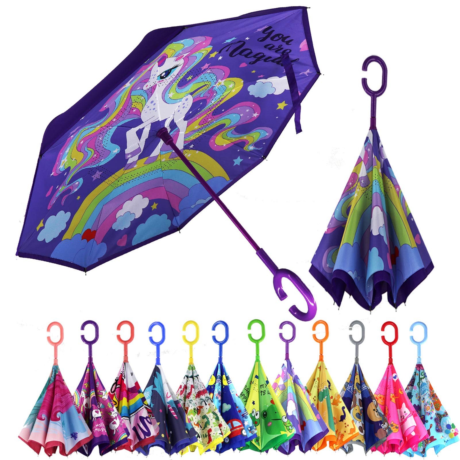 40/49/56 Inch Oversize Windproof Inverted Reverse Upside Down Umbrella, Golf ...