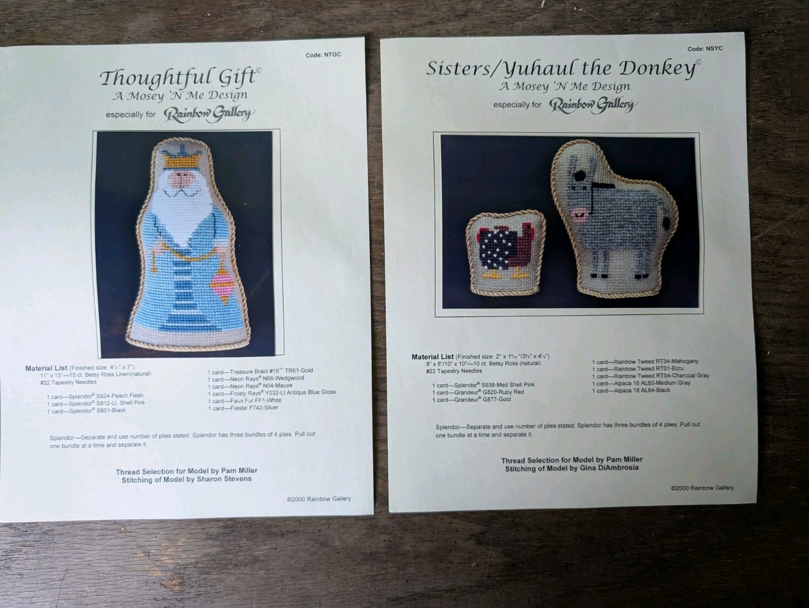 Lot of 10 Rainbow Gallery Nativity Needlepoint Patterns w/ Thread Material 2000