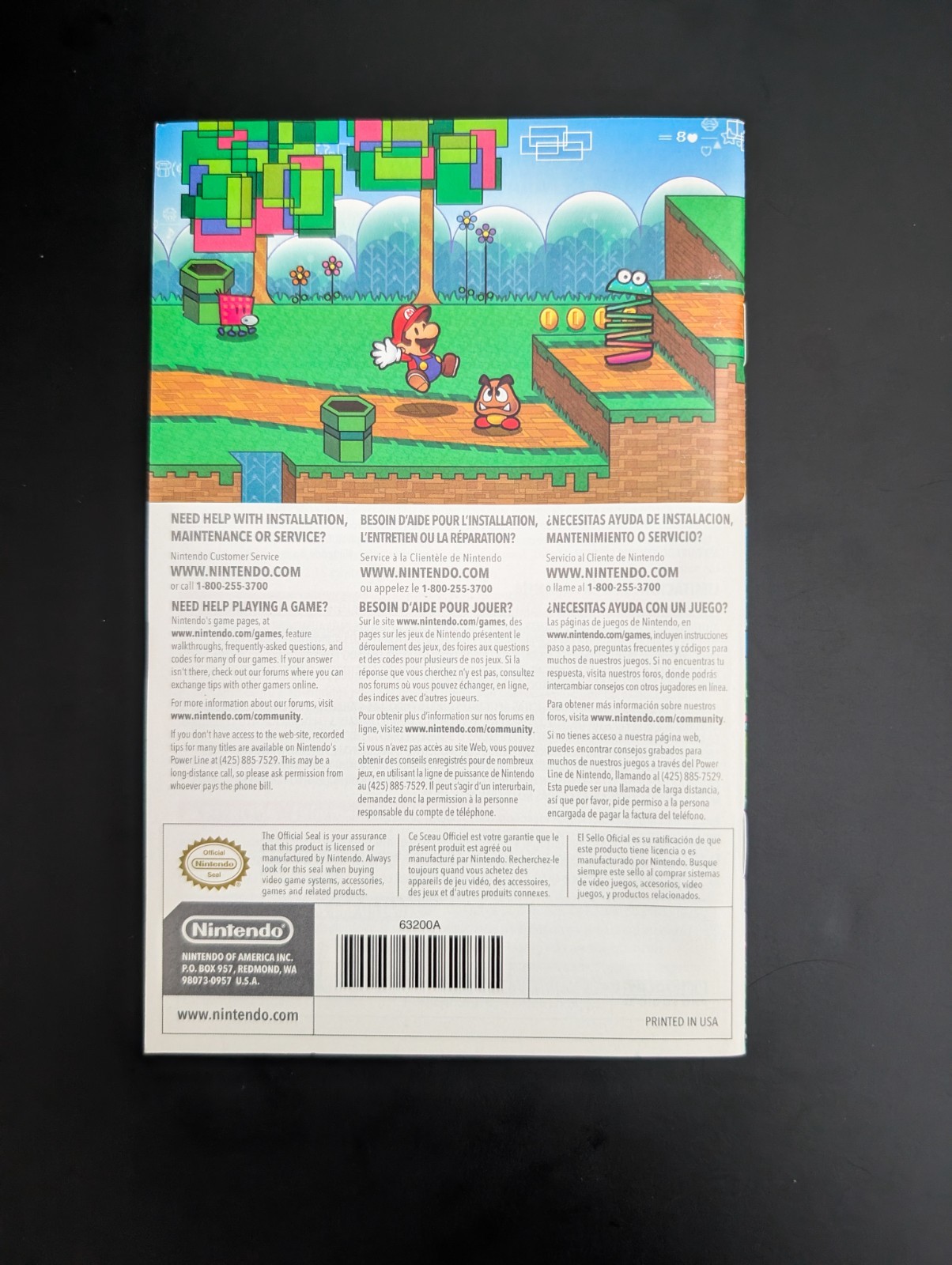 Super Paper Mario Nintendo Wii CASE MANUAL INSERTS ONLY Authentic Guaranteed