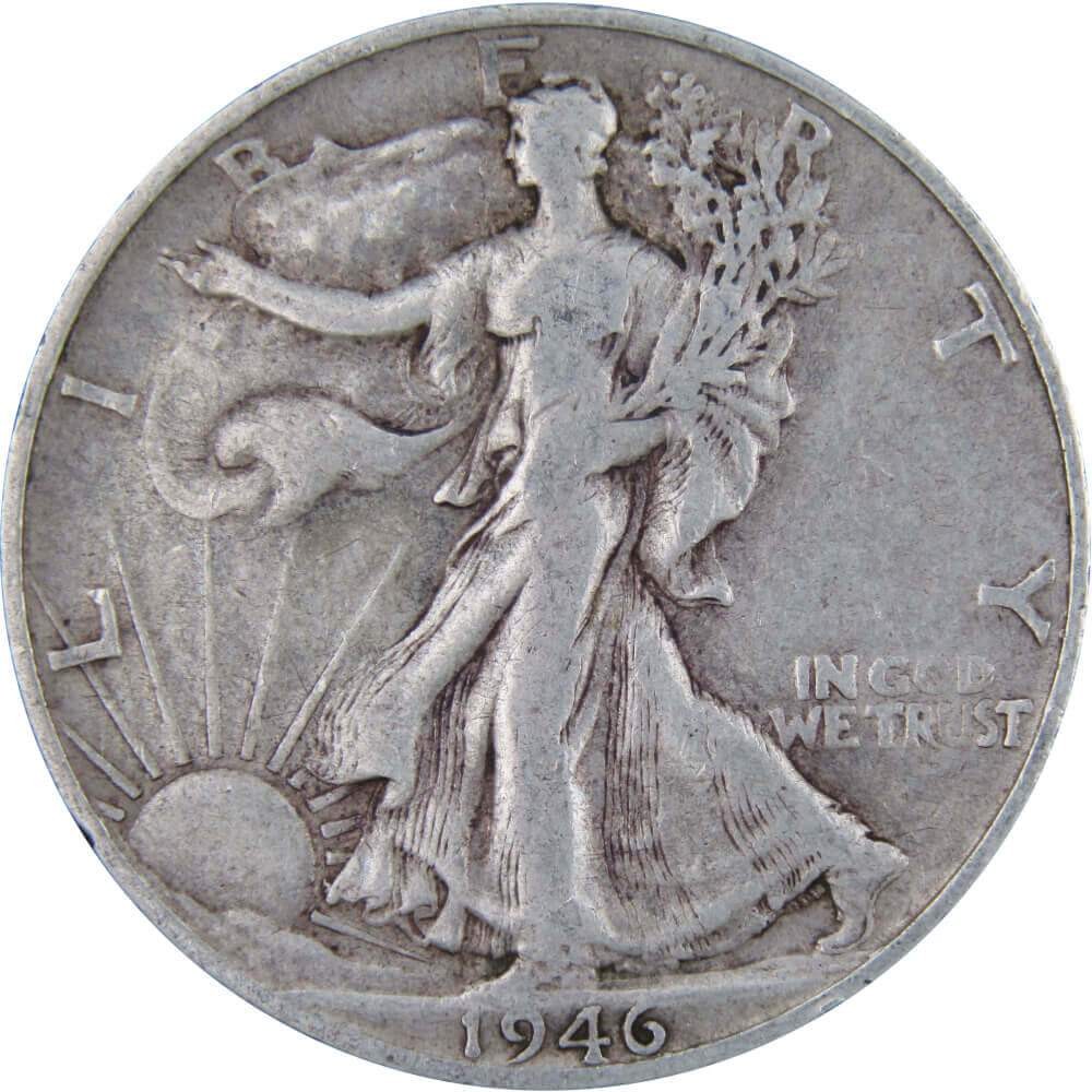 1946 S Liberty Walking Silver Half Dollar F Fine 50c Coin Collectible