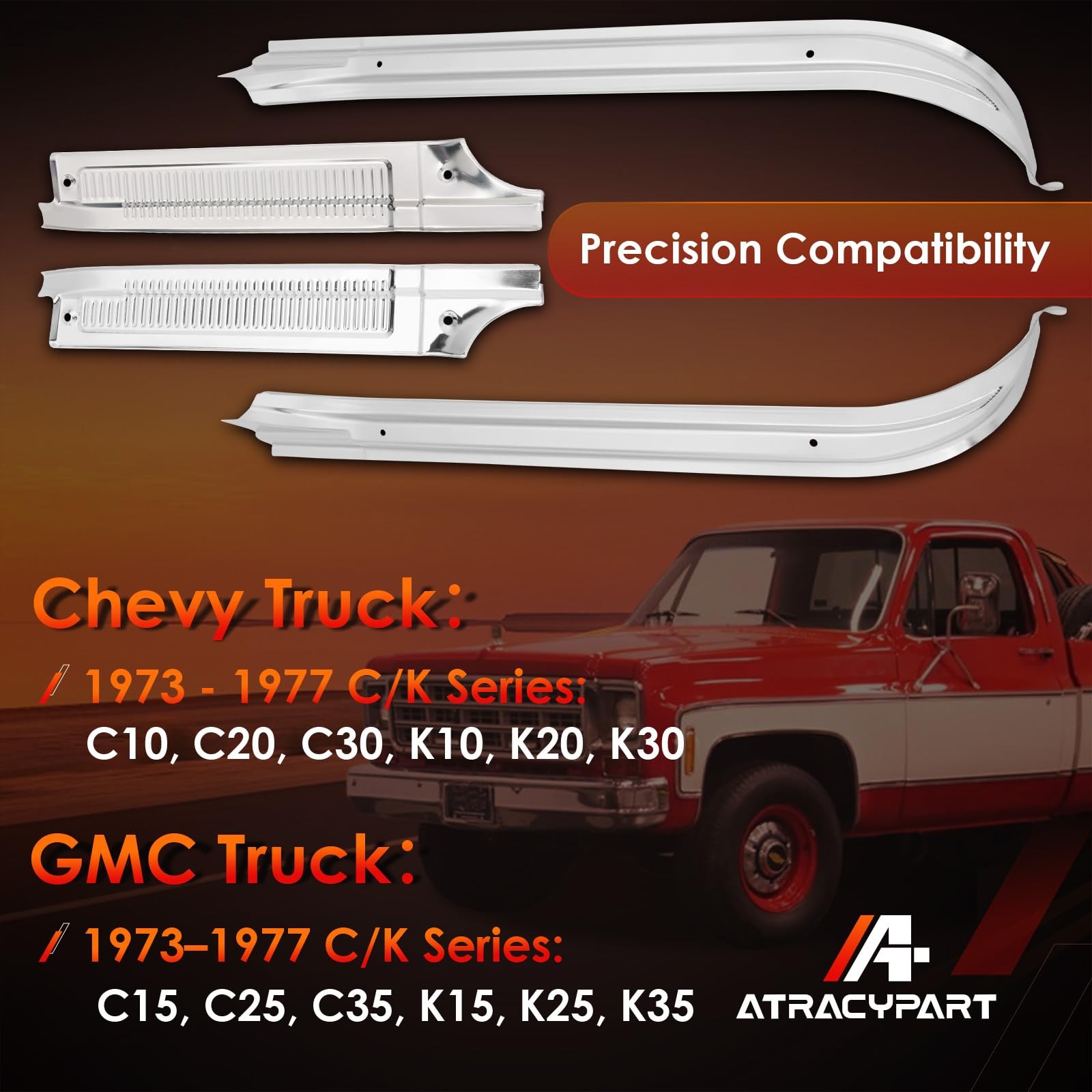 Door Sill Protector Kit LH & RH, Compatible with 1973-1977