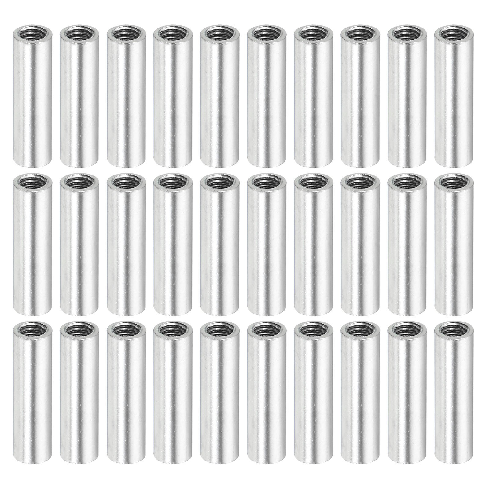 30pcs Round Coupling Nut M4x0.7mm 20mm Rod Bar Stud Tube Nut Sleeve Connector