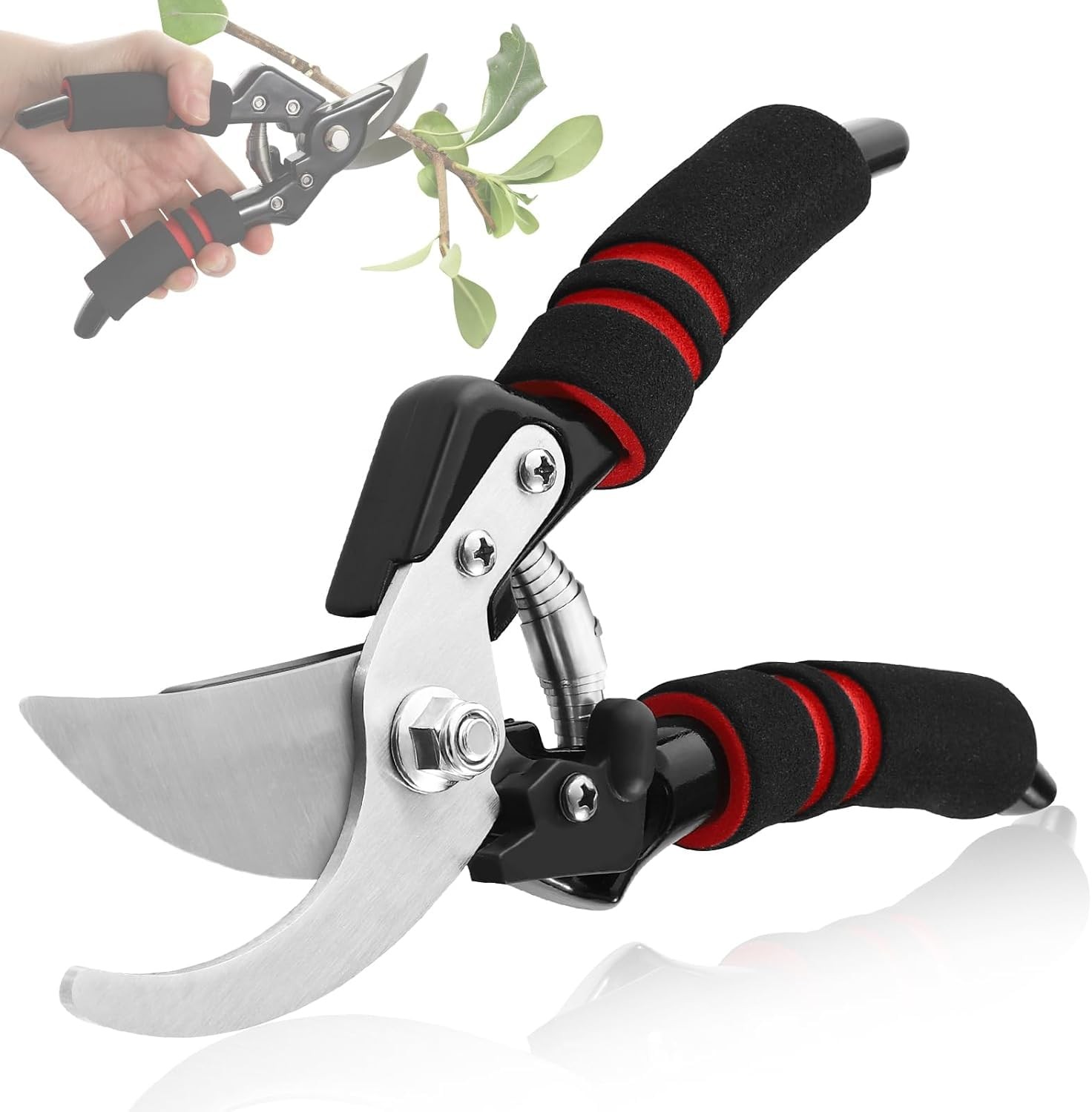 Pruning Shears, Gardening Shears with Sharp SK5 Steel Blades, Heavy Black