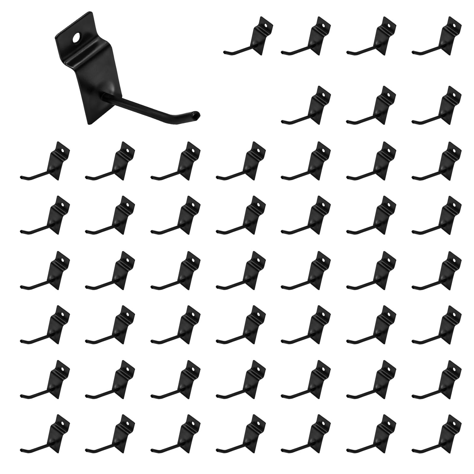 Slatwall Panel Hooks 2 Inch Metal Display Hanger Hooks Black 50 PCS Set