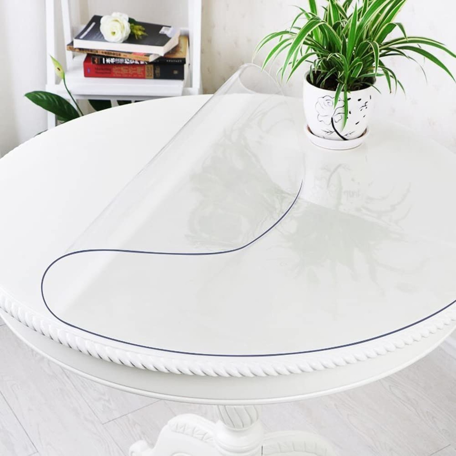 Round Clear Table Protector - Vinyl Desk Pad Mat for Circular Furniture, Kitc...