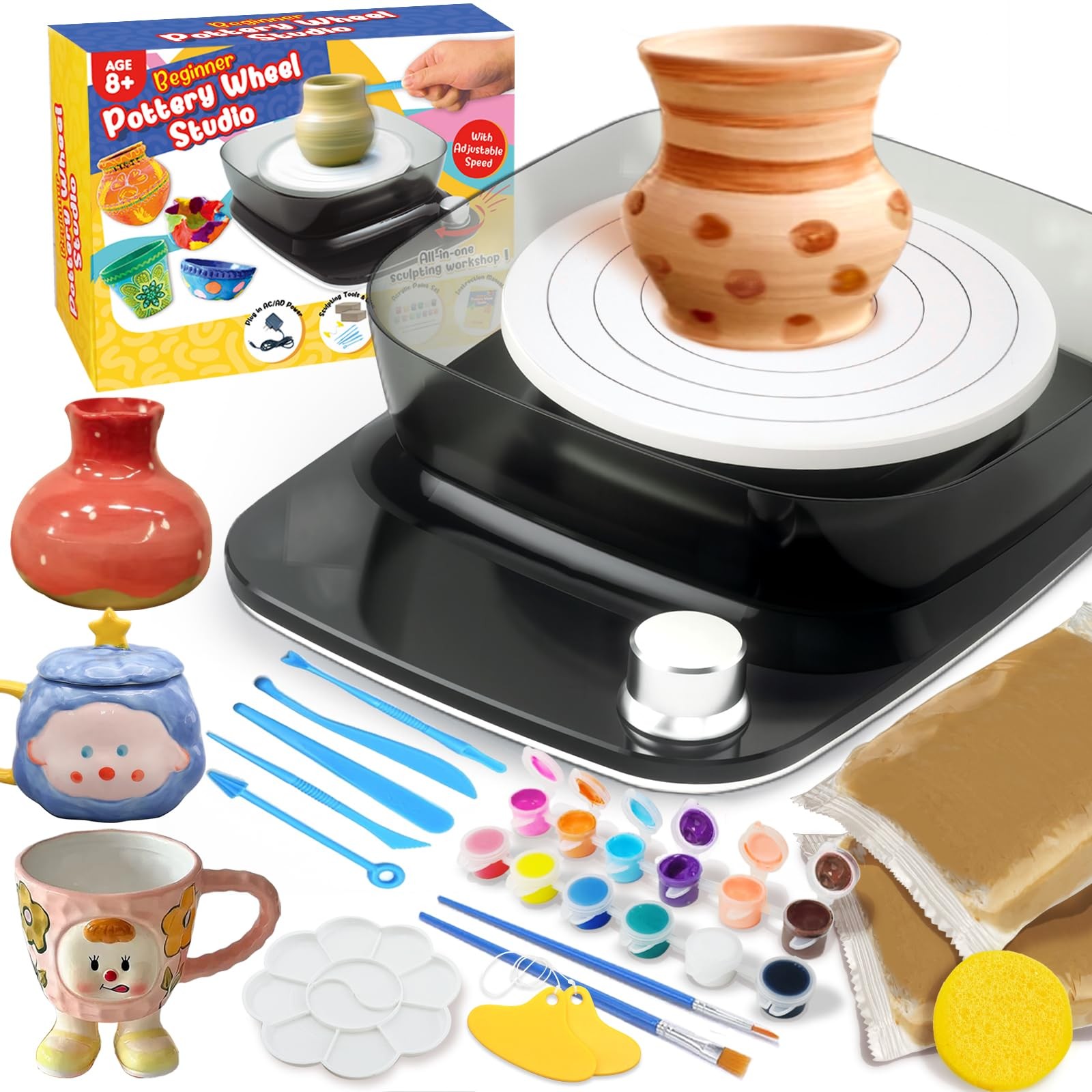 Pottery Wheel for Kids - Complete Pottery Kit & Tools for Beginners, Plug-in ...
