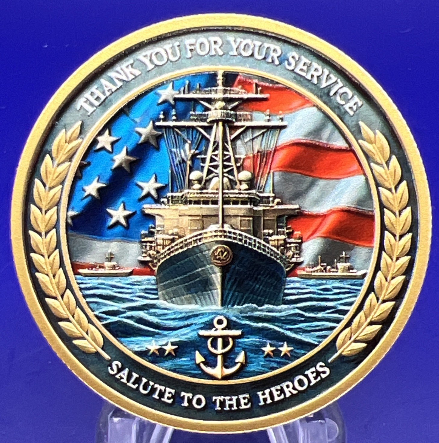 * US Navy Veteran Challenge Coin “Honor Courage And Commitment” Comes In Cap