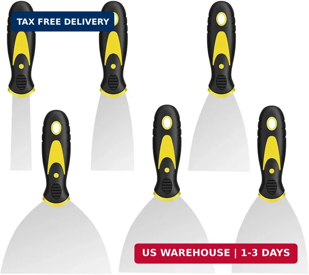 6Pcs Putty Knife Set, 1" 2" 3" 4" 5" 6" Scraper, Spackle Knife, Paint Scraper, S