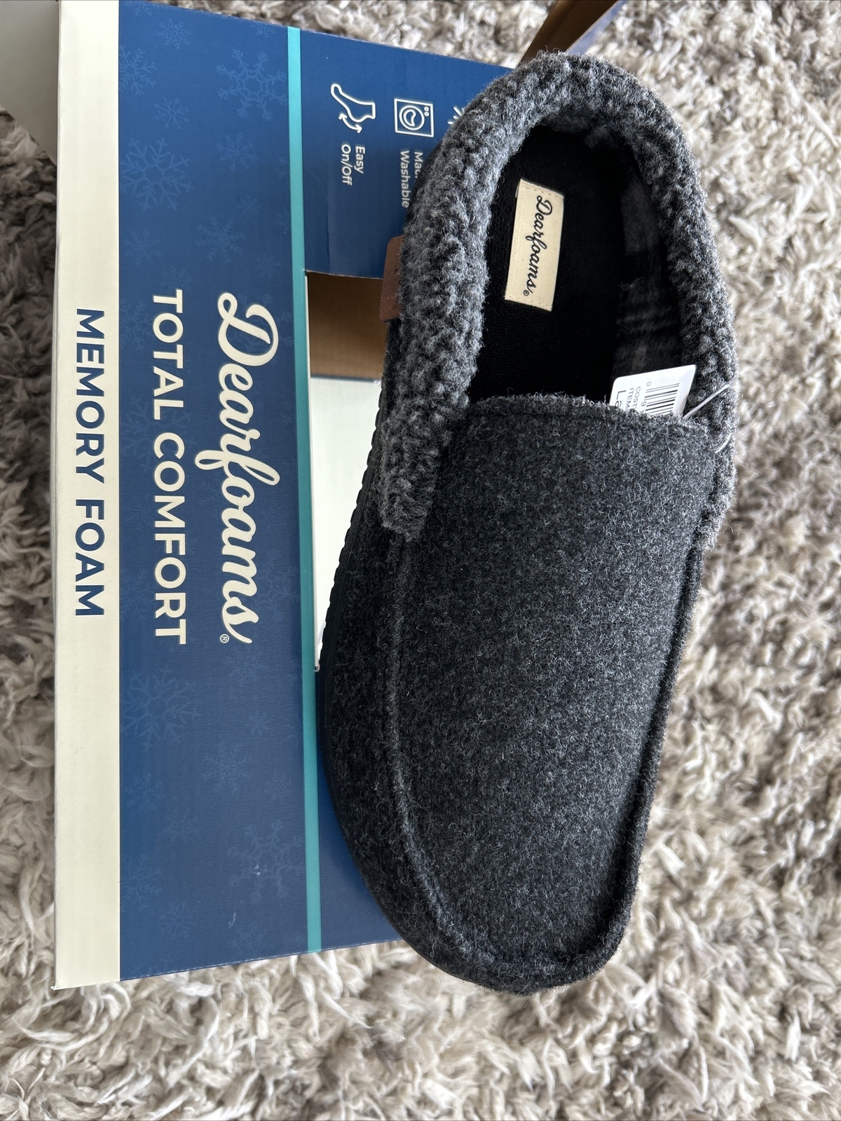 NEW DEARFOAMS SLIPPERS MEMORY FOAM MENS L 11-12