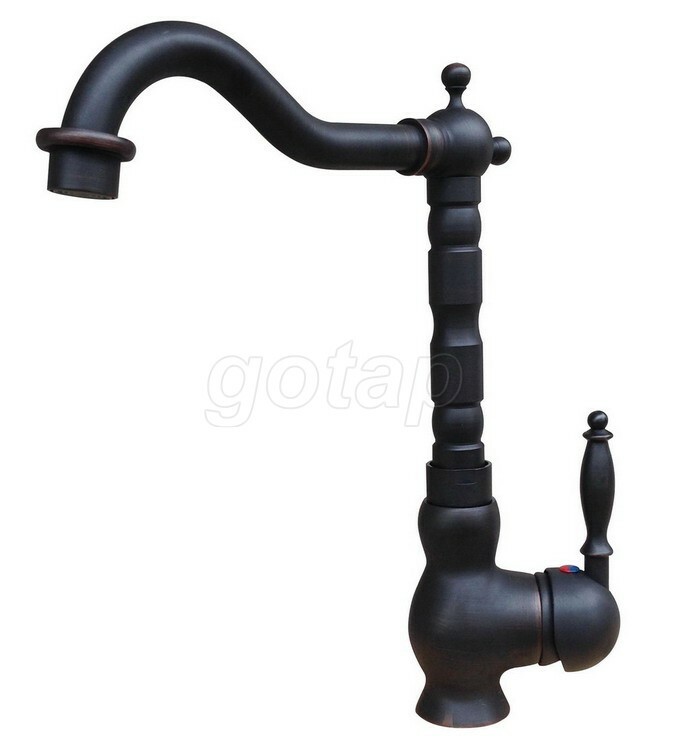 Black Brass Hot/Cold Water Kitchen Bathroom Wash Basin Sink Faucet Single Handle