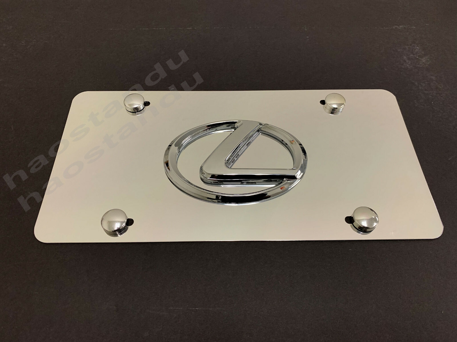 1x 3D "LexusEmblem Style" Aluminum Mirror CHROME Front Plate RUST FREE (logo)