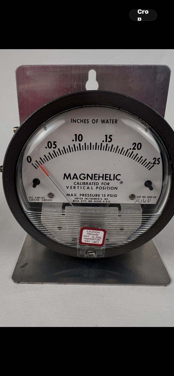 DWYER Industries Differential Pressure Gauge Maghehelic 0 - 0.25 Inches of Water