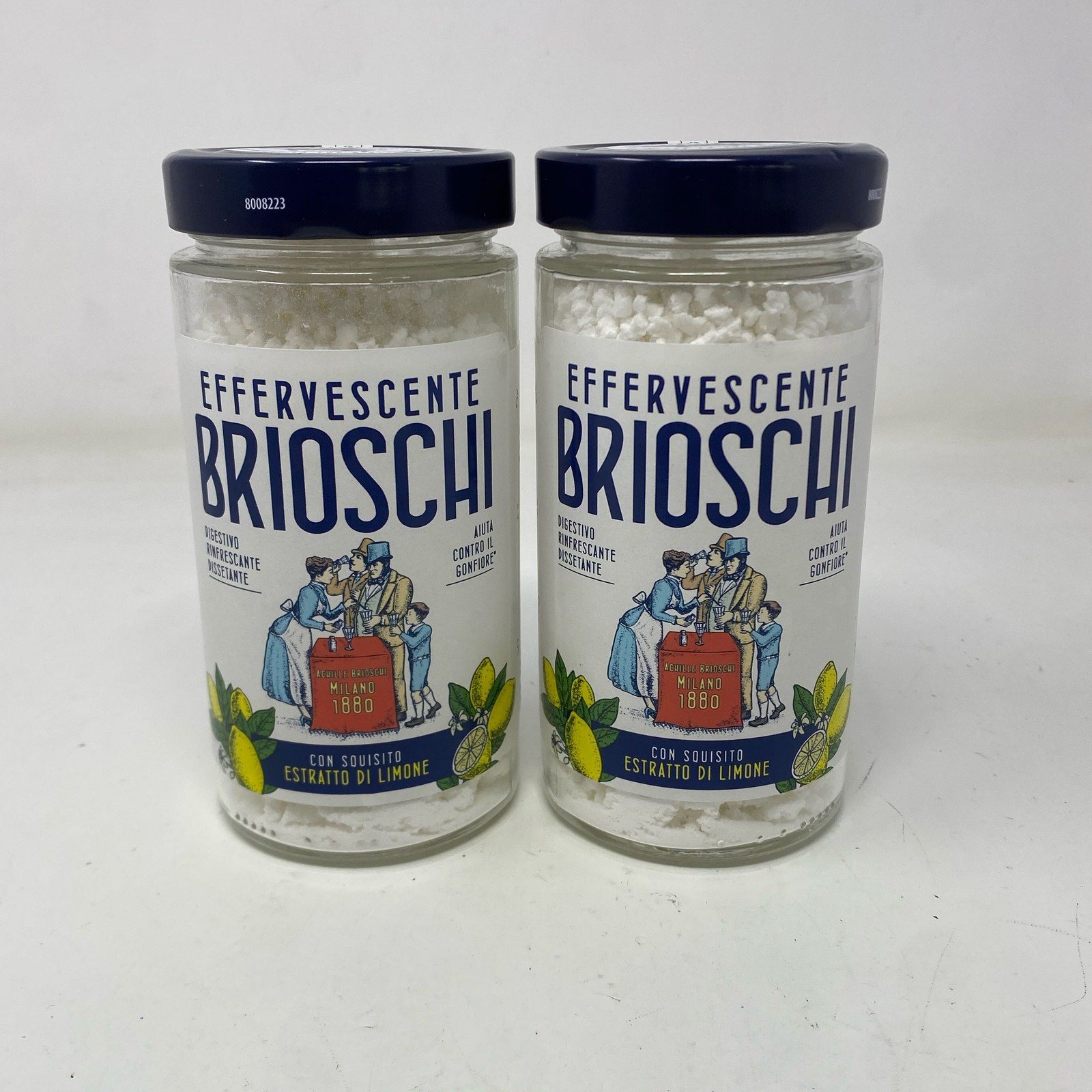 Brioschi Lemon Effervescent Antacid 200g Glass Jars, Pack of 2