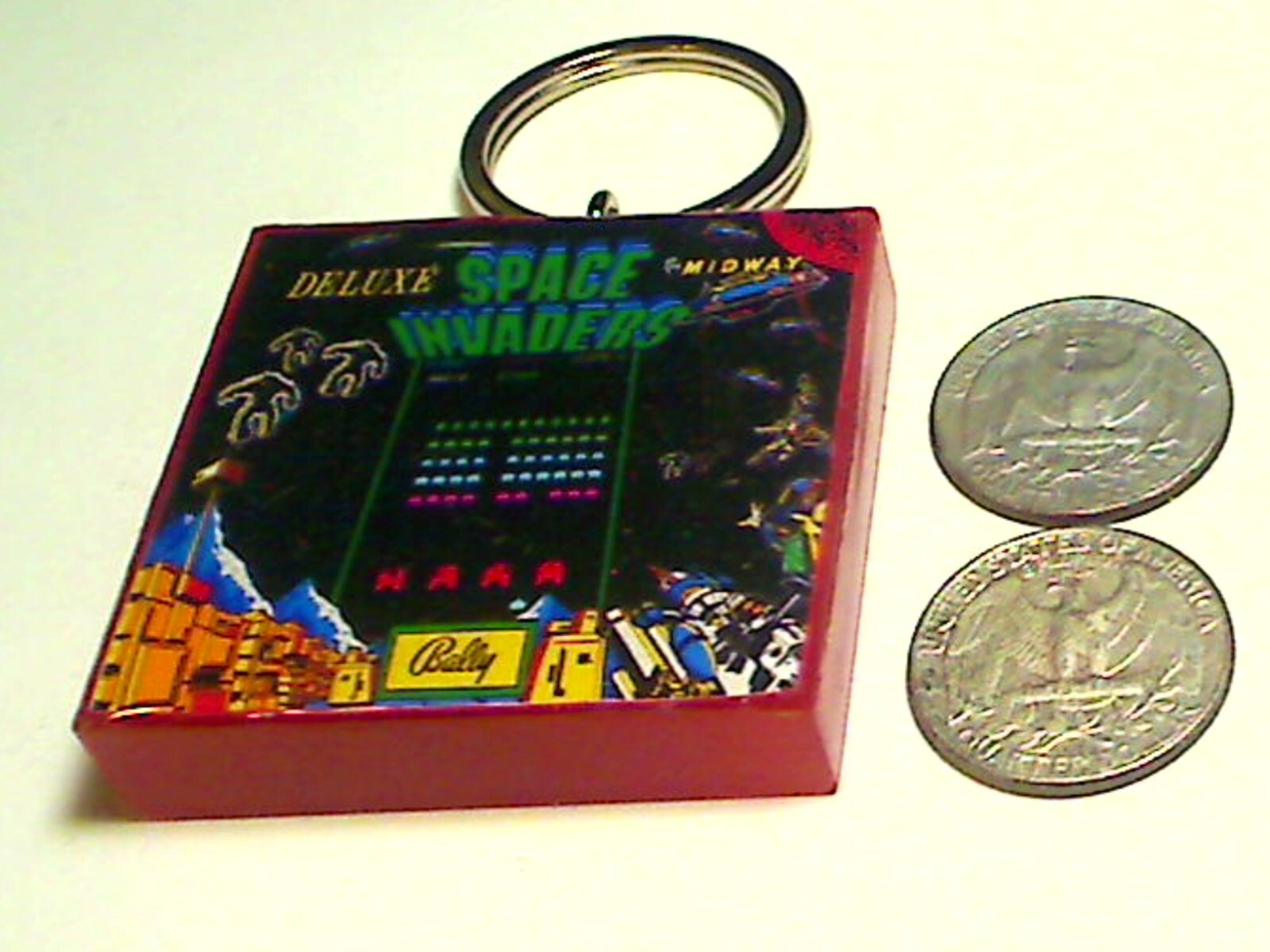 Space Invaders Deluxe Arcade Coin Door accessory Keychain