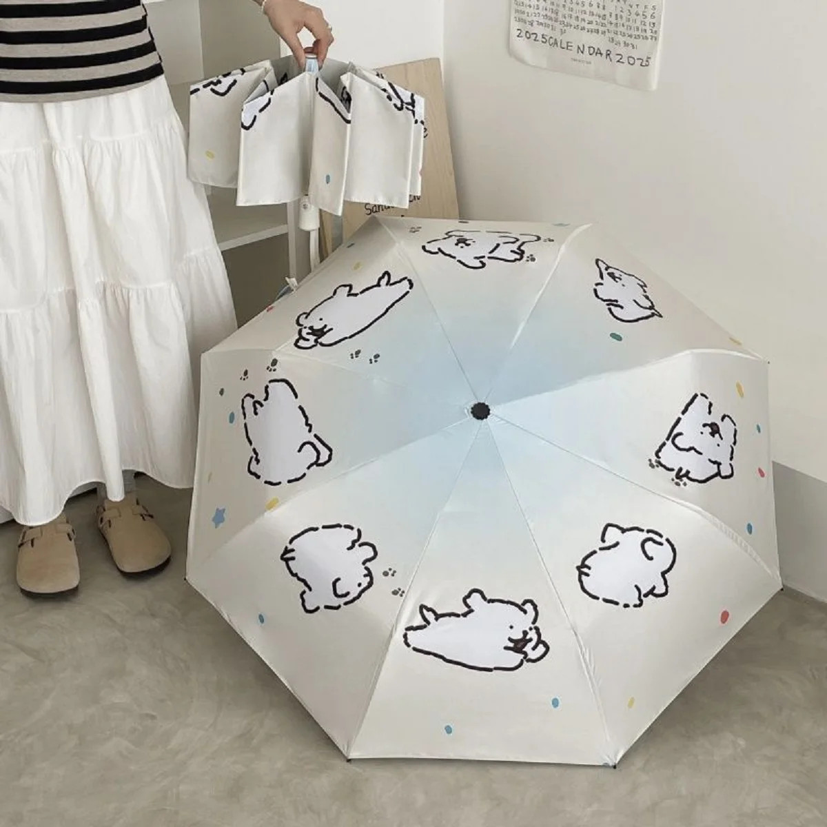 Gradient Puppy Umbrella Sun Protection UV Protection Black Glue Sun Umbrella Thr