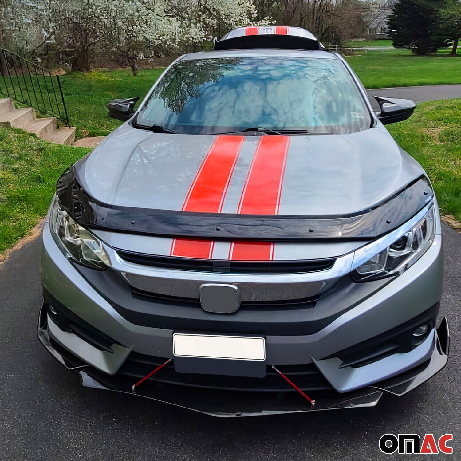 Front Bug Shield Hood Deflector Guard for Honda Civic 2016-2021 Black Smoke