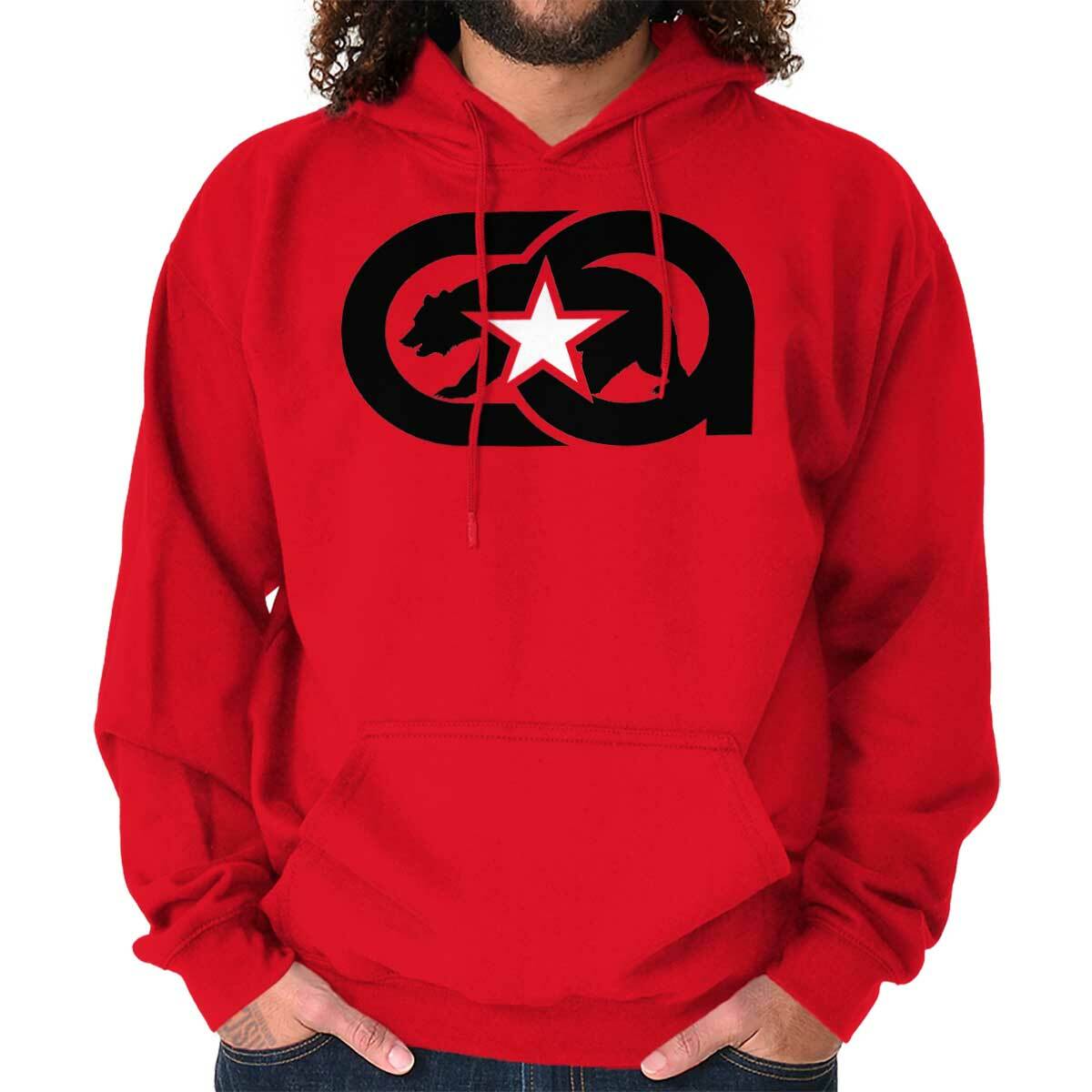 Cool California State CA Logo Bear Star Flag Hoodie Hooded Sweatshirt Men Women