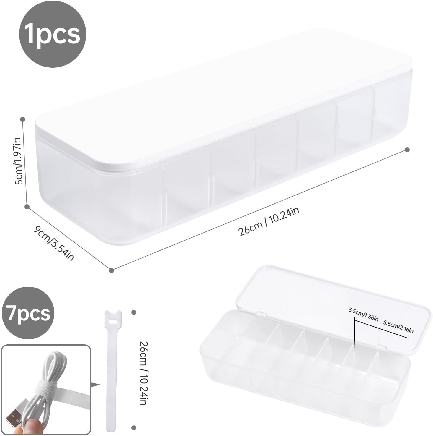 7-Compartment Dustproof Cable Organizer - Perfect for All Your Needs