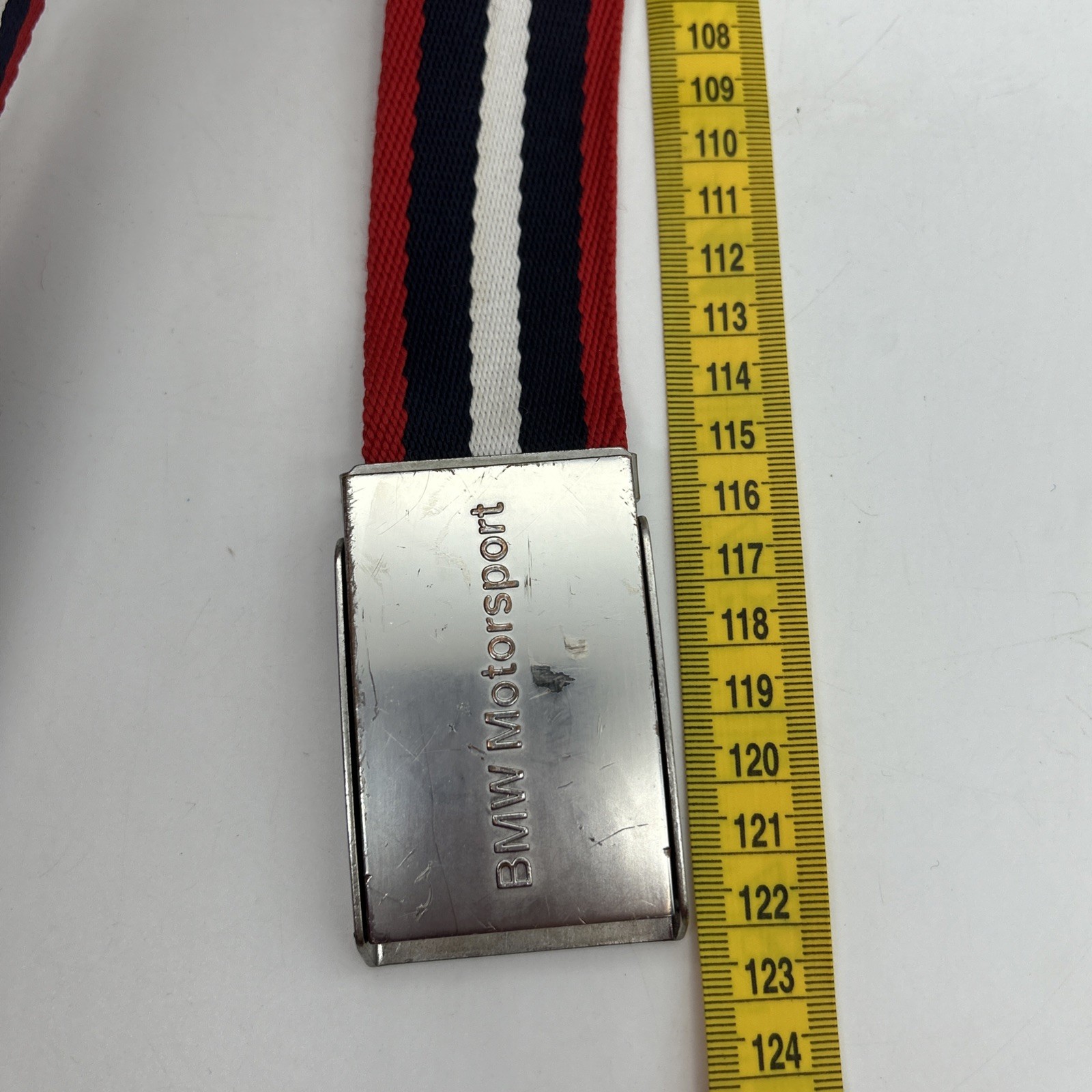 BMW Motorsport Men's Belt 115cm Webbing Metal Buckle Red White Blue