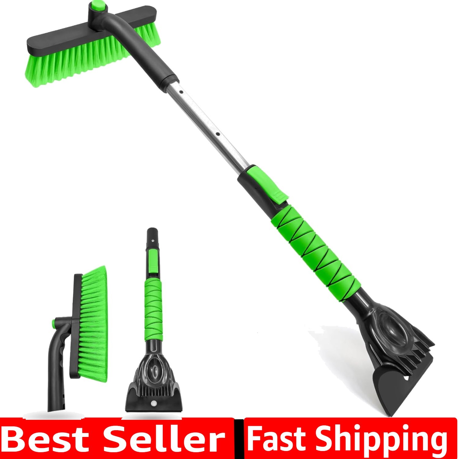 33 Inch Ice Scraper with Snow Brush for Car Windshield, Extendable Snow Scrap...