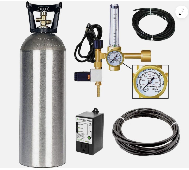 CO2 (Carbon Dioxide) Grow System: Tank, Atlas 7 Controller, Regulator, and Hoses