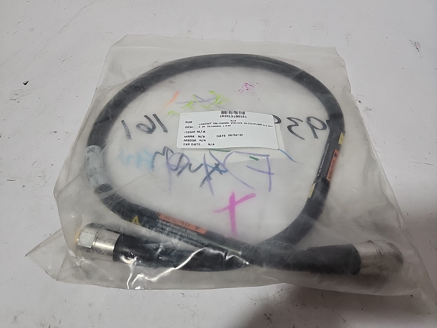 Cordset DBL-Ended 2,3P, 3X14AWG 1.0m