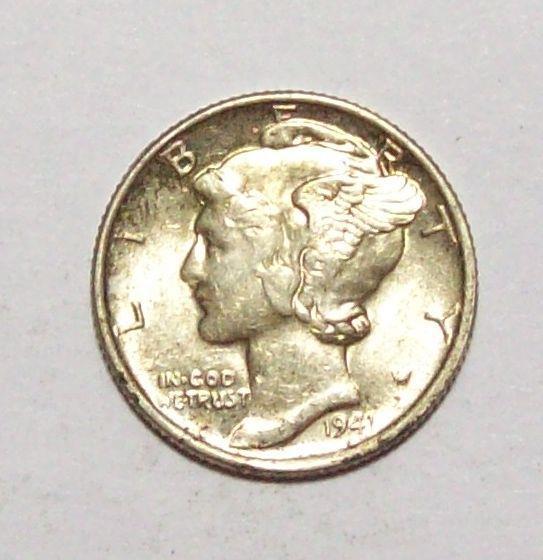 1941-P MERCURY DIME  Nice AU+  *Free U.S.Ship  #38B67