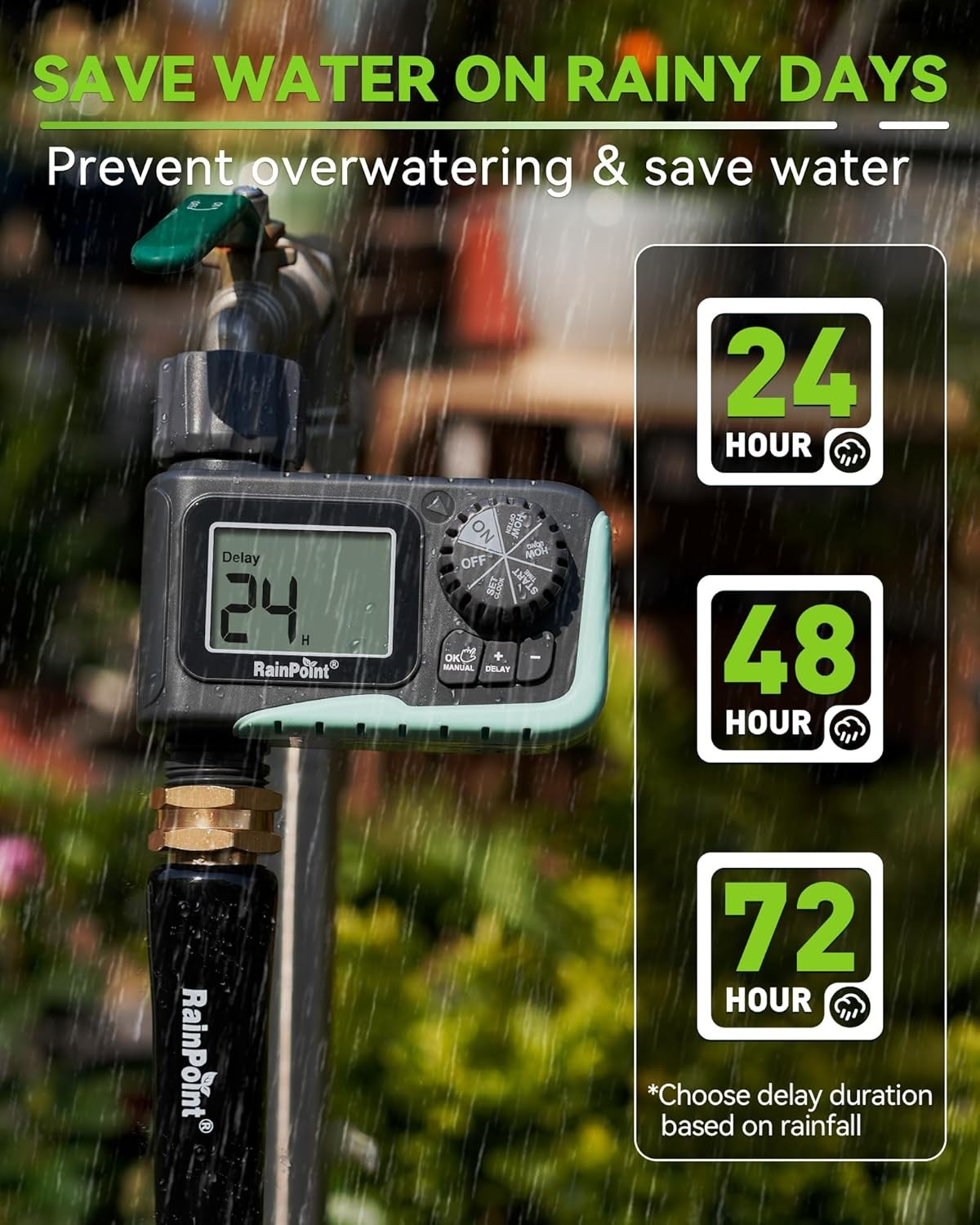 RAINPOINT Programmable Hose Timer Garden Watering System Sprinkler Timer Rain De