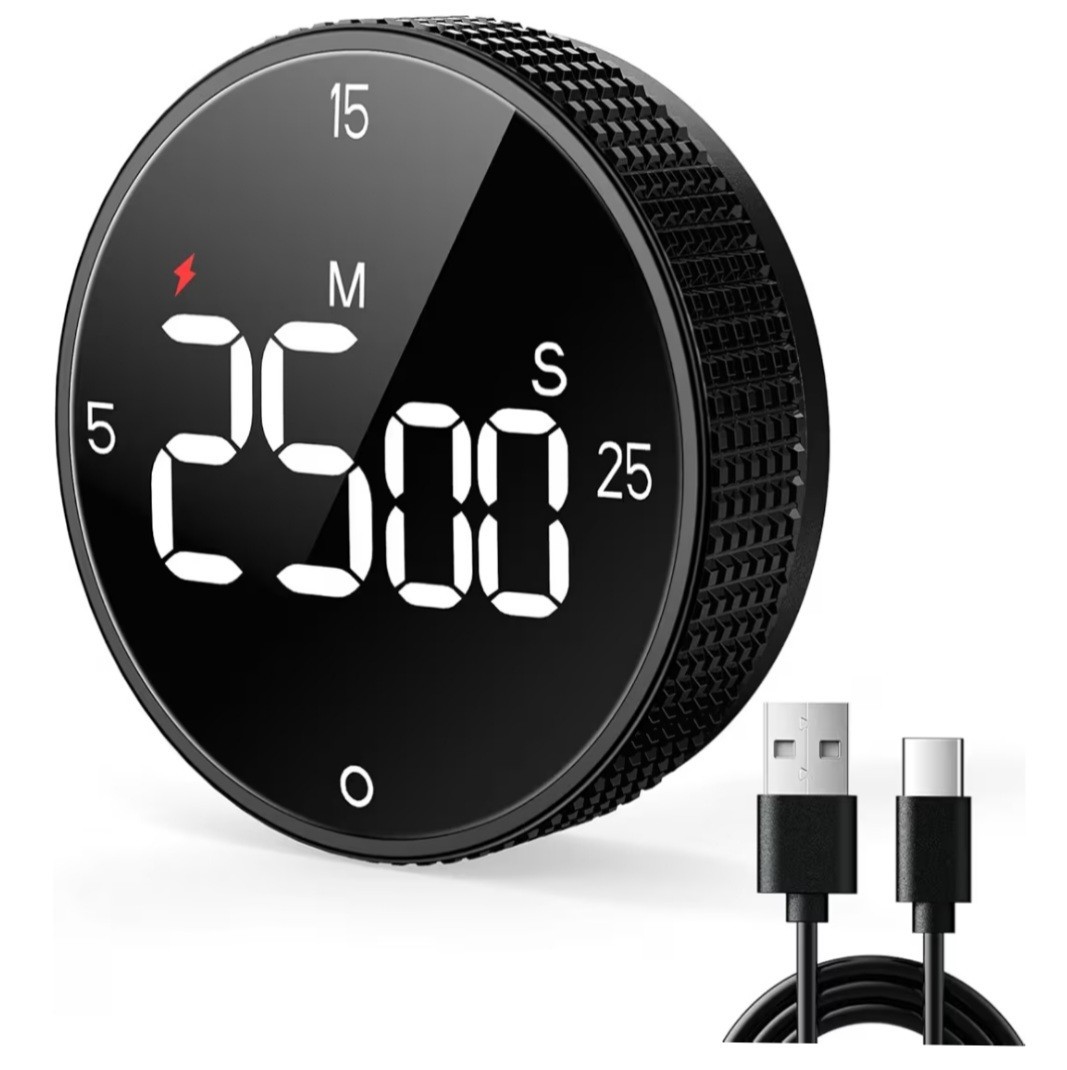 Rechargeable Magnetic Kitchen Timer Large LED Display Countdown Countup USB-C