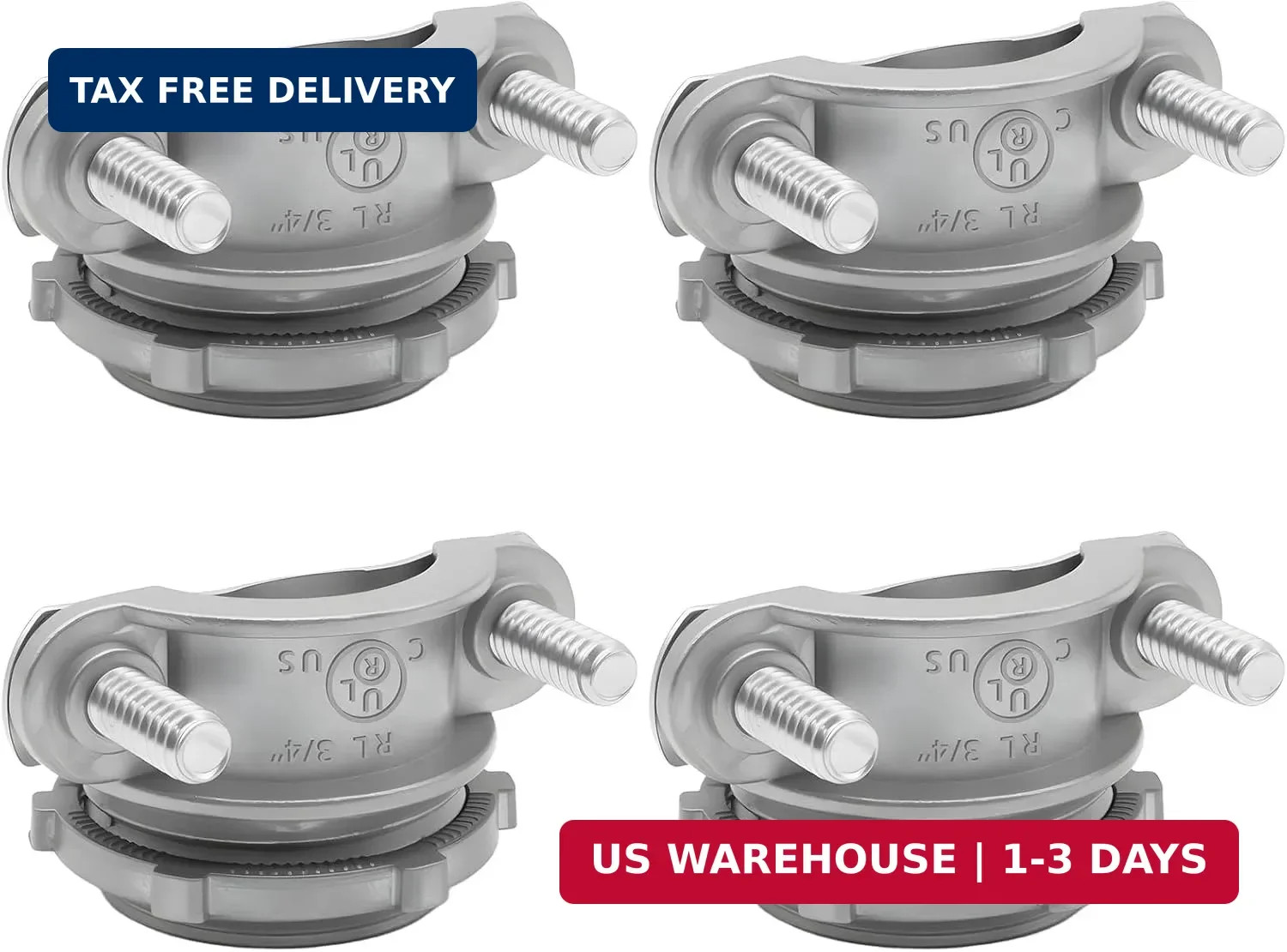 3/4 Inch Heavy-Duty Clamp-Type Cable Connectors - Silver-Zinc Plated, UL-Complia