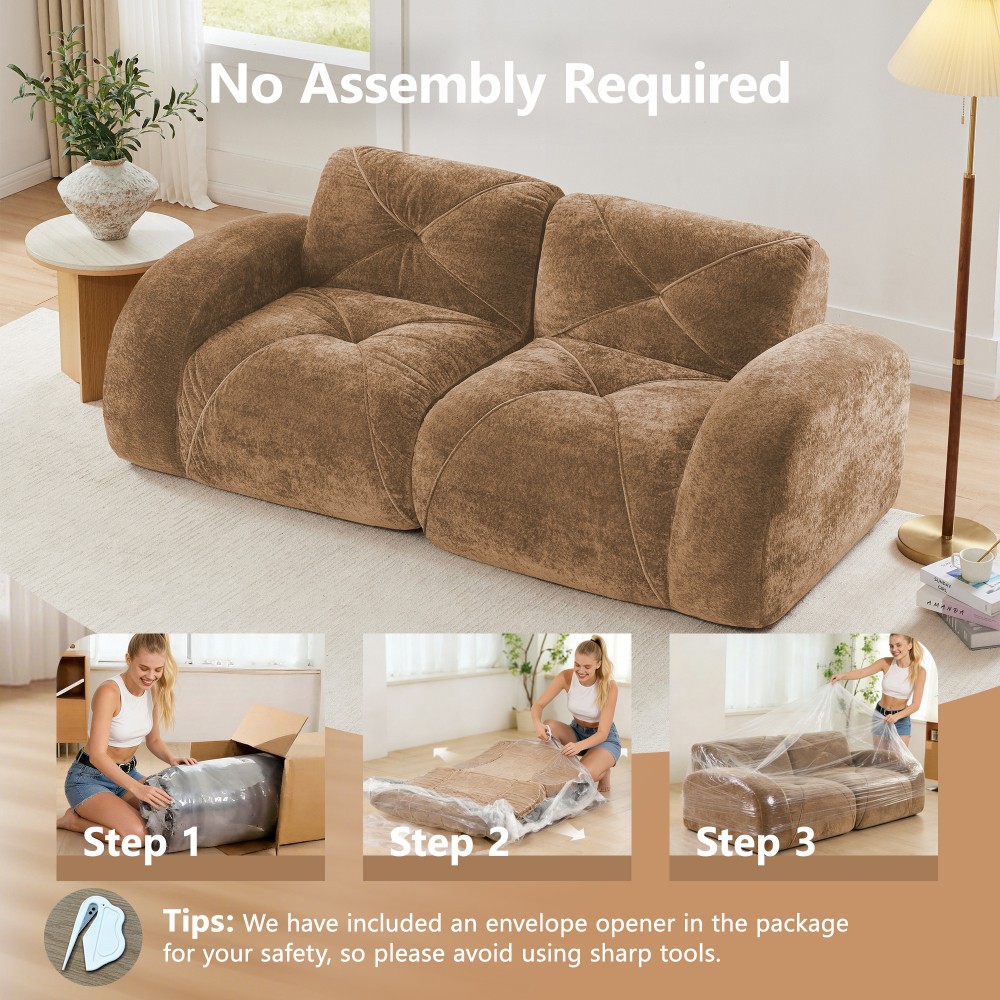 Comfy Velvet Cloud Couch 4-Seater Modular Sofa Set No Assembly