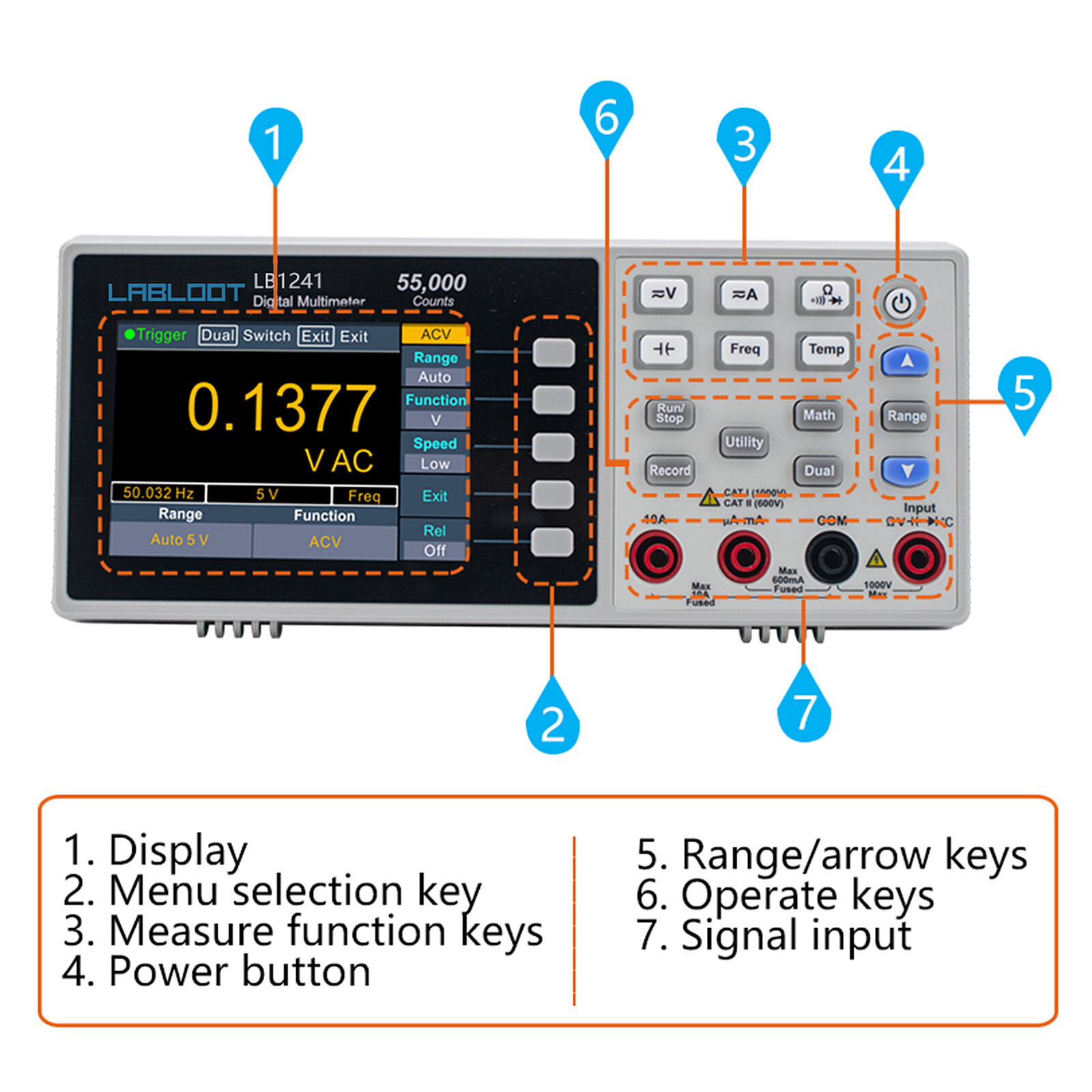 Labloot 4 1/2 Digits LB1241 Bench-type Digital Multimeter 55000 Counts True RMS