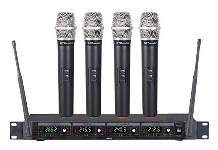 GTD Audio 4 Handheld Wireless Microphone Cordless mics System, Ideal for