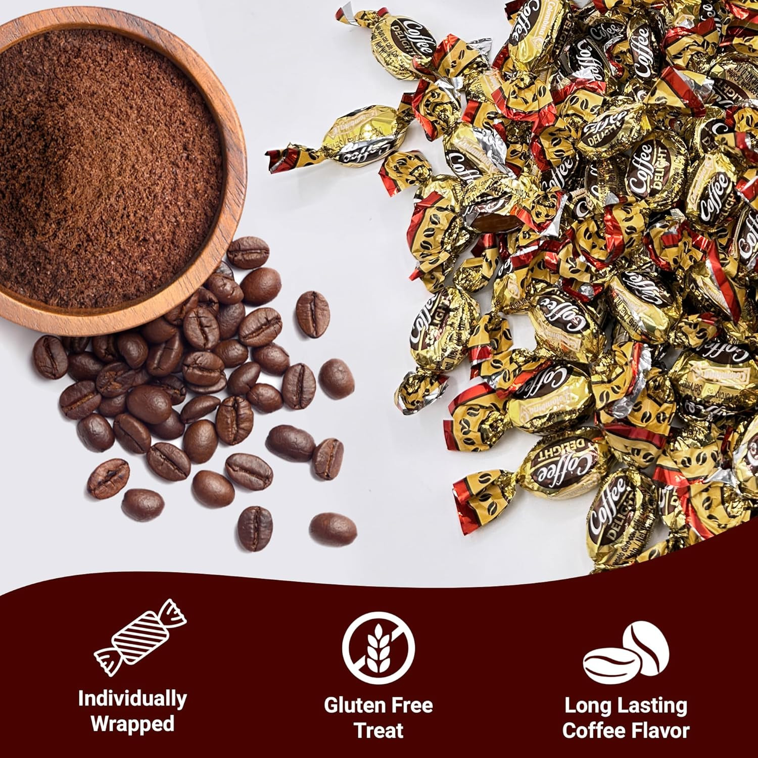 Coffee Delight - 1 Pound Bulk Bag - Coffee Candy Individually Wrapped - Hard Can
