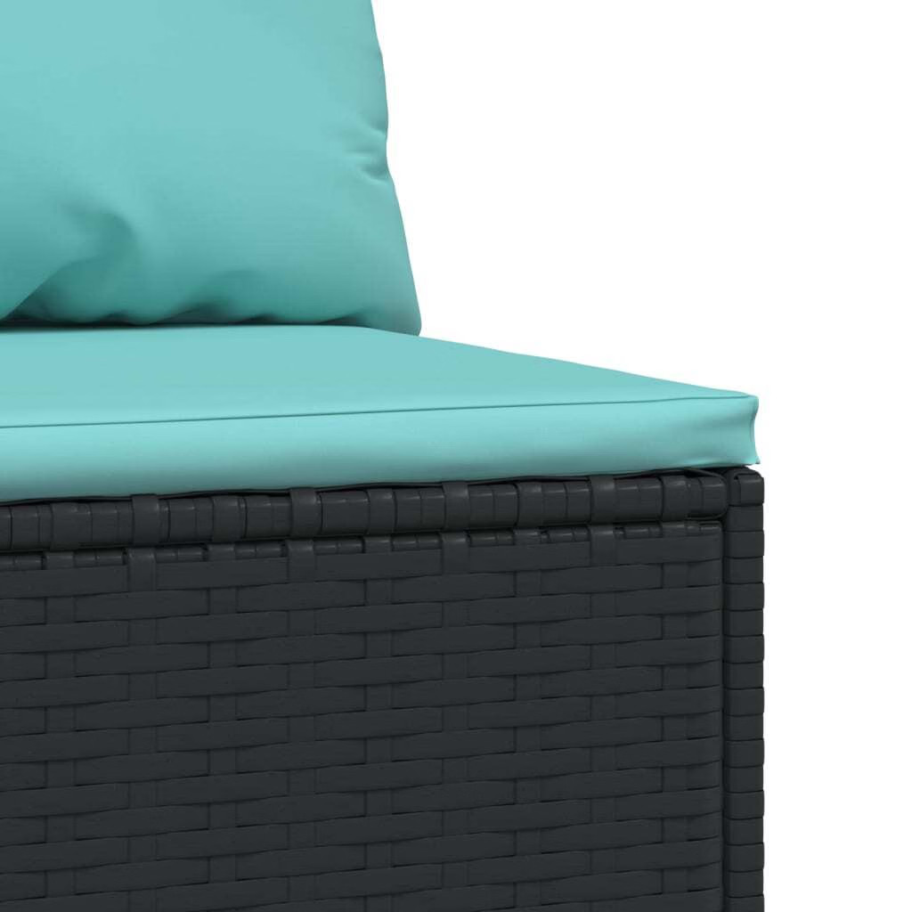 Patio Middle Sofa Black PE rattan Medium Adjustable Feet