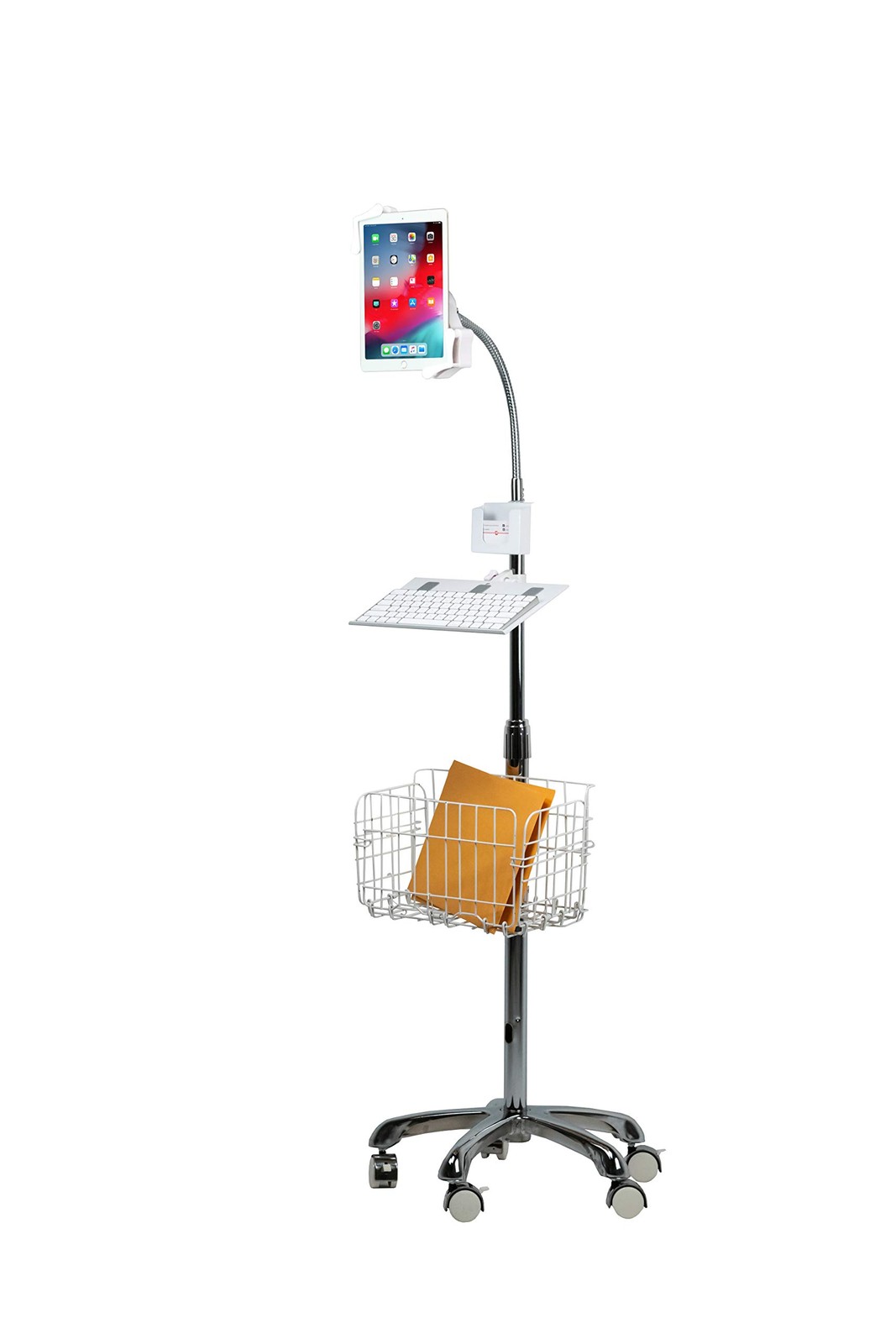 Gooseneck Floor Stand – CTA Heavy-Duty Gooseneck with VESA  (PAD-HFSVU) - Silver