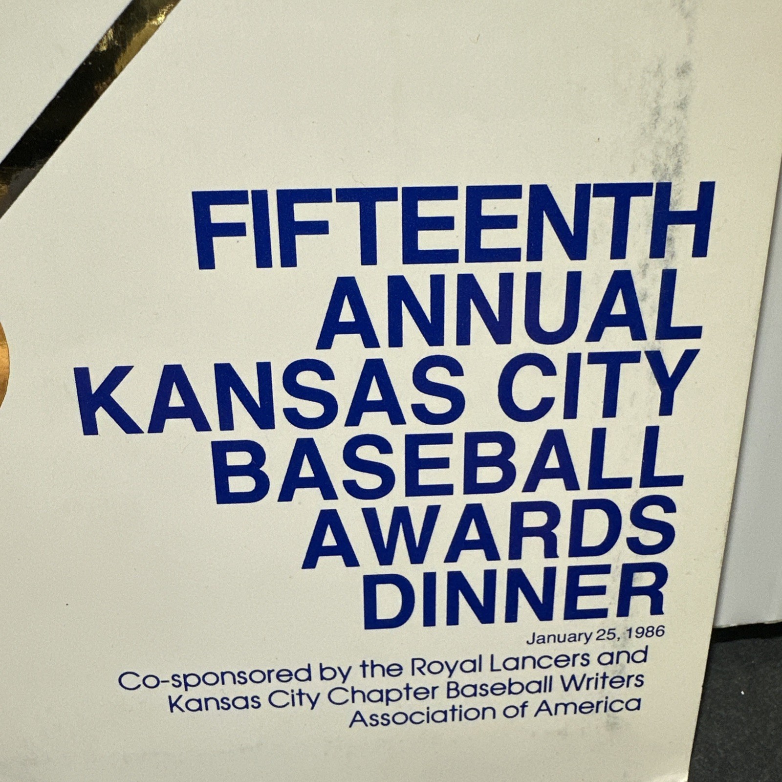Baseball Program Kansas City Awards Dinner 1986 George Brett ++ HTF