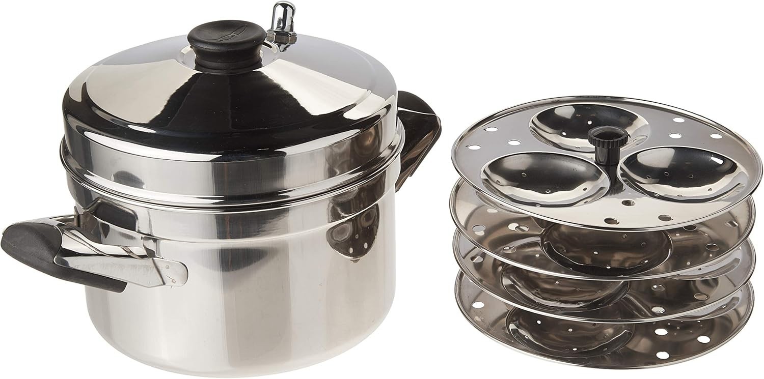 Tabakh HIC-204 4-Rack Stainless Steel Idli Cooker w/ Hawkins Type Stand