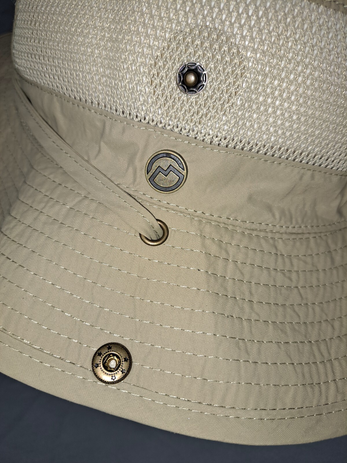 Magellan Bucket Hat Unisex Medium Tan Chin Strap Snap Side Breathable