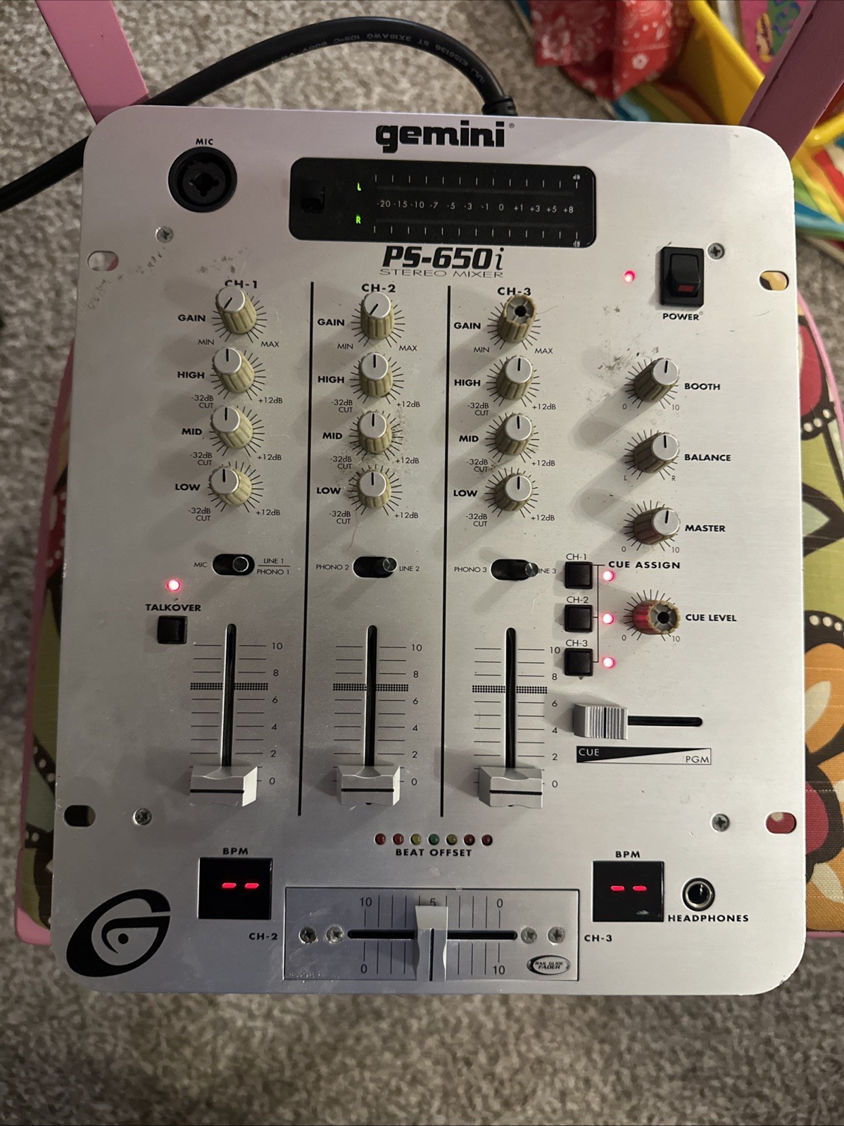 Vintage Gemini PS-650i Stereo DJ Mixer 3 Channel Sampler Tested Powers On Works