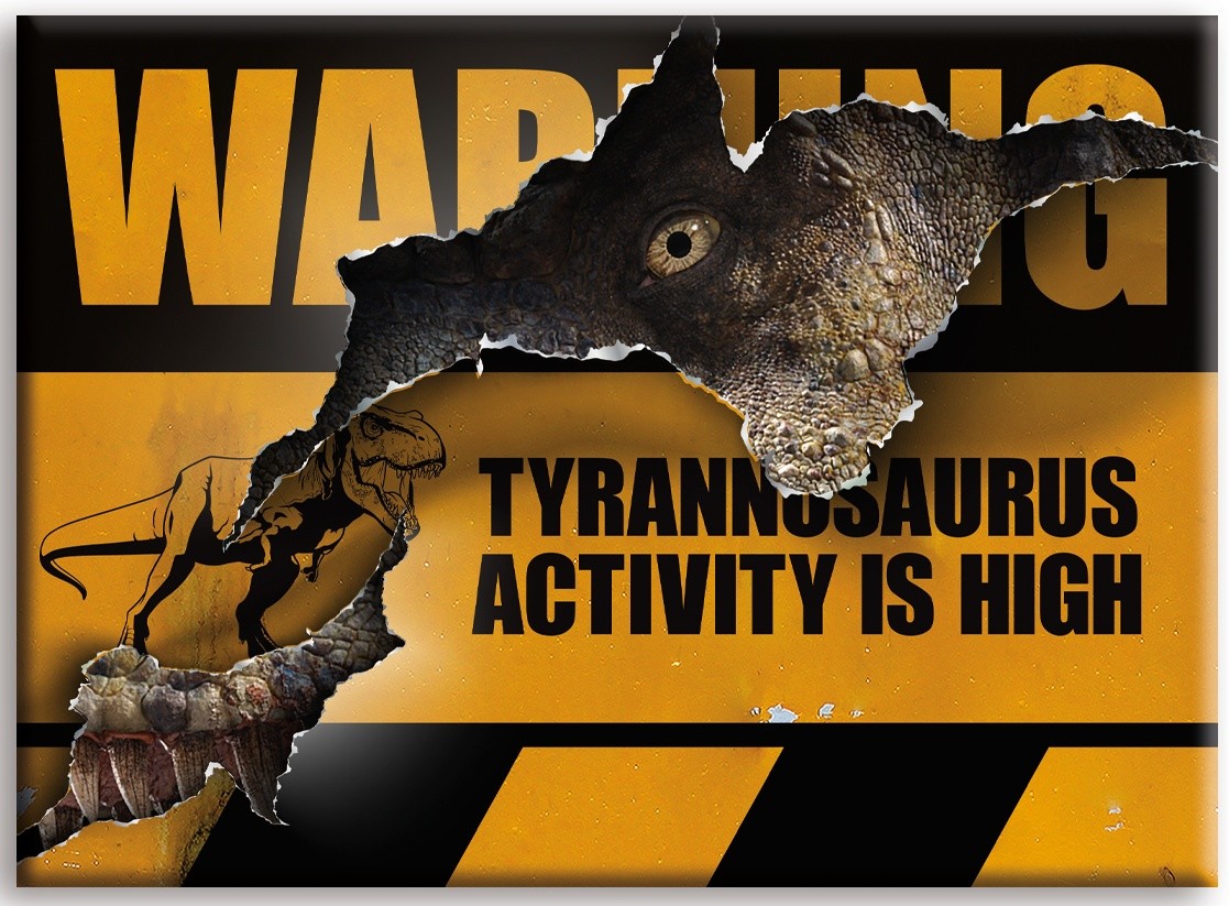 Jurassic World Dominion Tyrannosaurus Warning Sign Refrigerator Magnet UNUSED