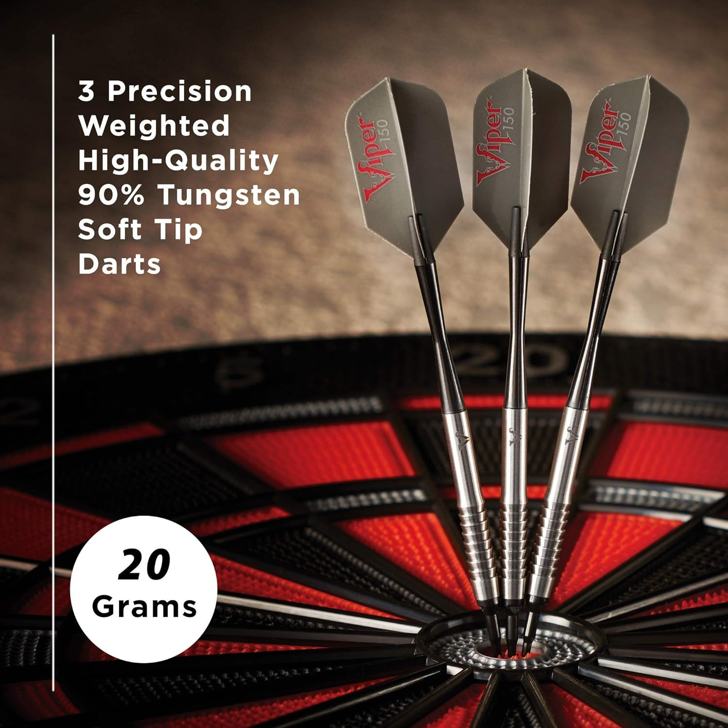 Viper V-Factor 90% Tungsten Soft Tip Dart Set with Stylish Case