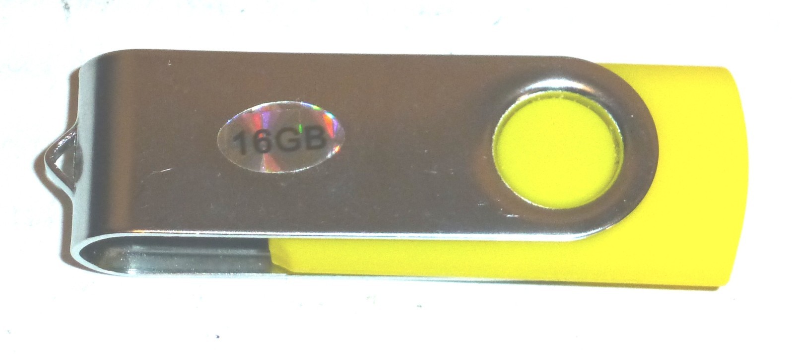 16GB USB 2.0 Flash Drive with Rotating Cover Yellow Unbranded