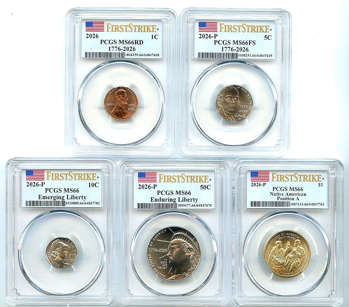 2026-P Mint Uncirculated 10-Coin Set 1776-2026 PCGS MS66, First Strike Free Ship