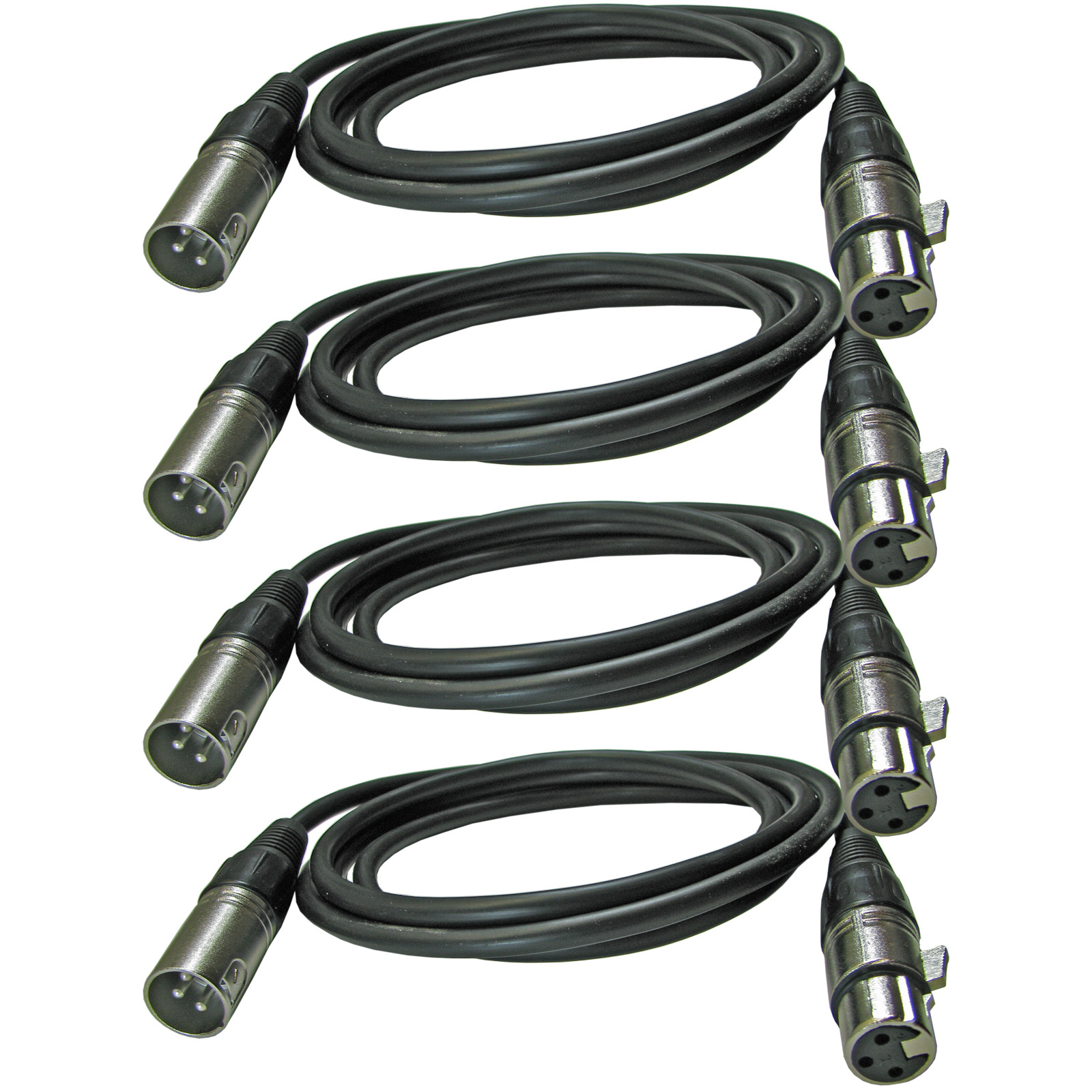 4 Lot 3 Ft foot XLR pin Male Plug To XLR Female Jack Microphone Cable Mic Mixer