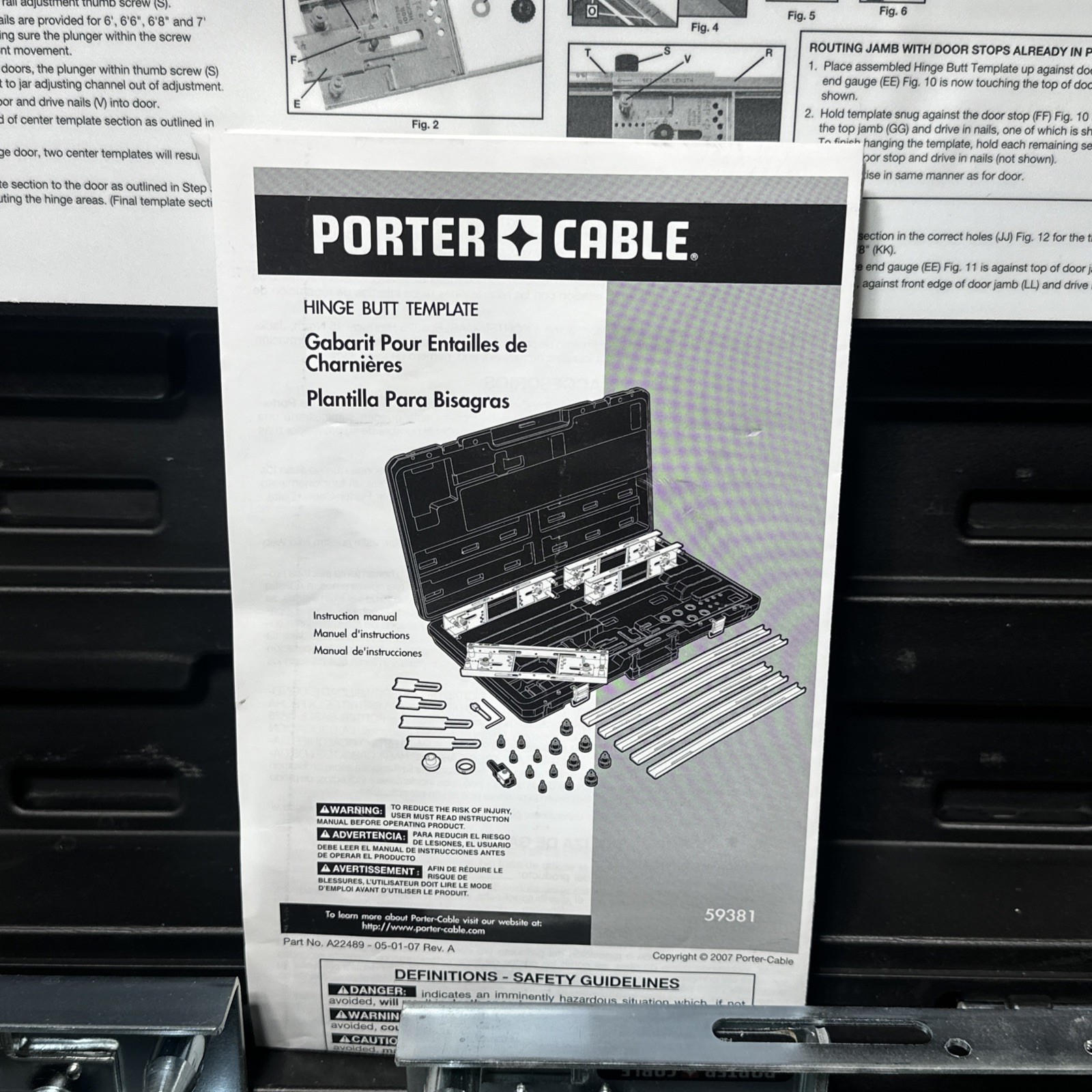 PORTER CABLE 59381 HINGE BUTT TEMPLATE KIT Incomplete Missing Lock nut & Guide