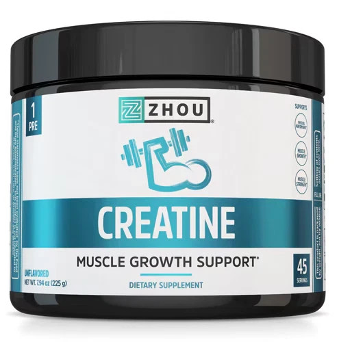 Zhou Creatine Powder Unflavored 45 Servings, Exp: 7/2027