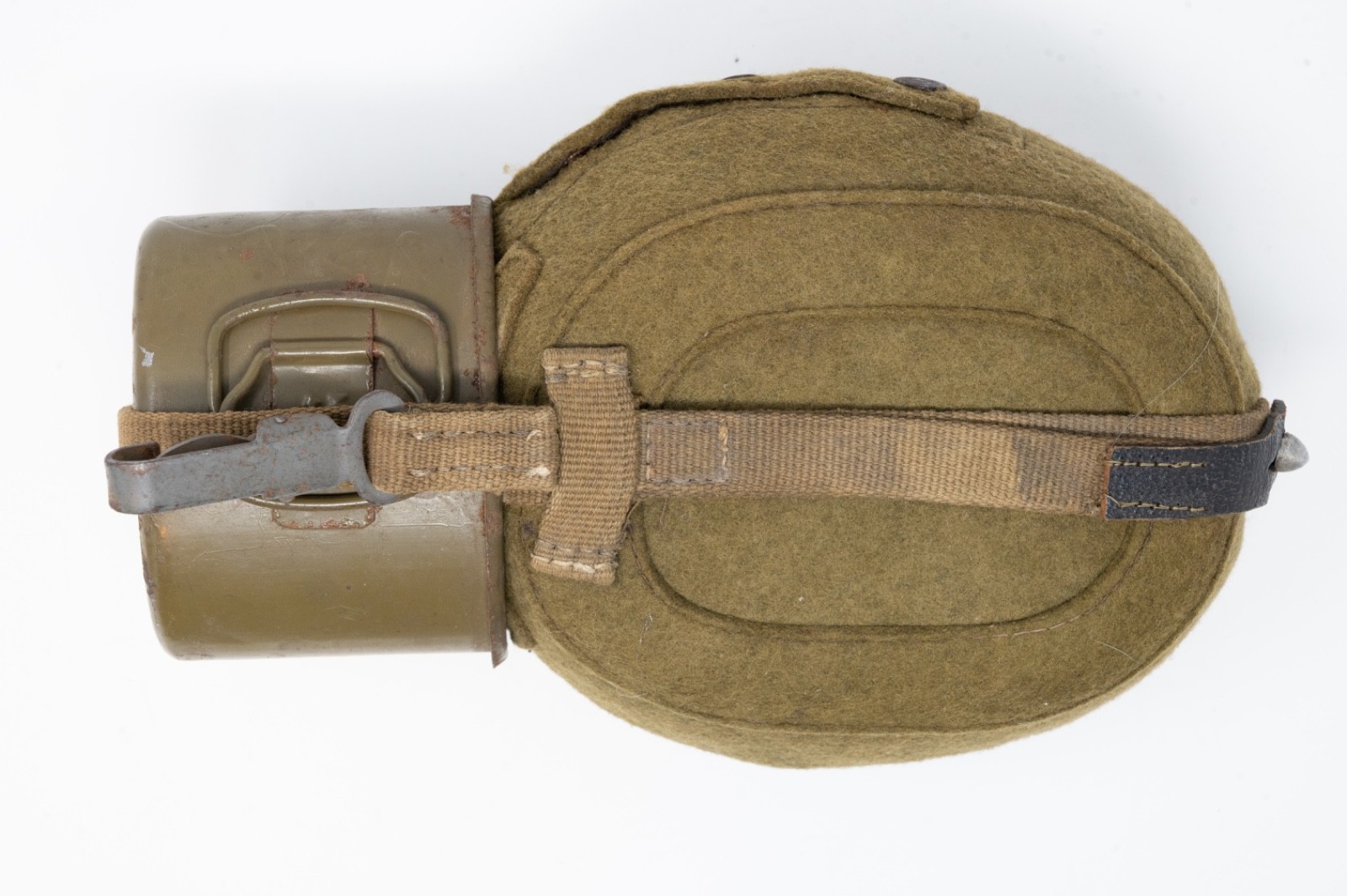 RARE Original German WWII Canteen with GREEN ENAMEL CUP Vintage Wehrmacht