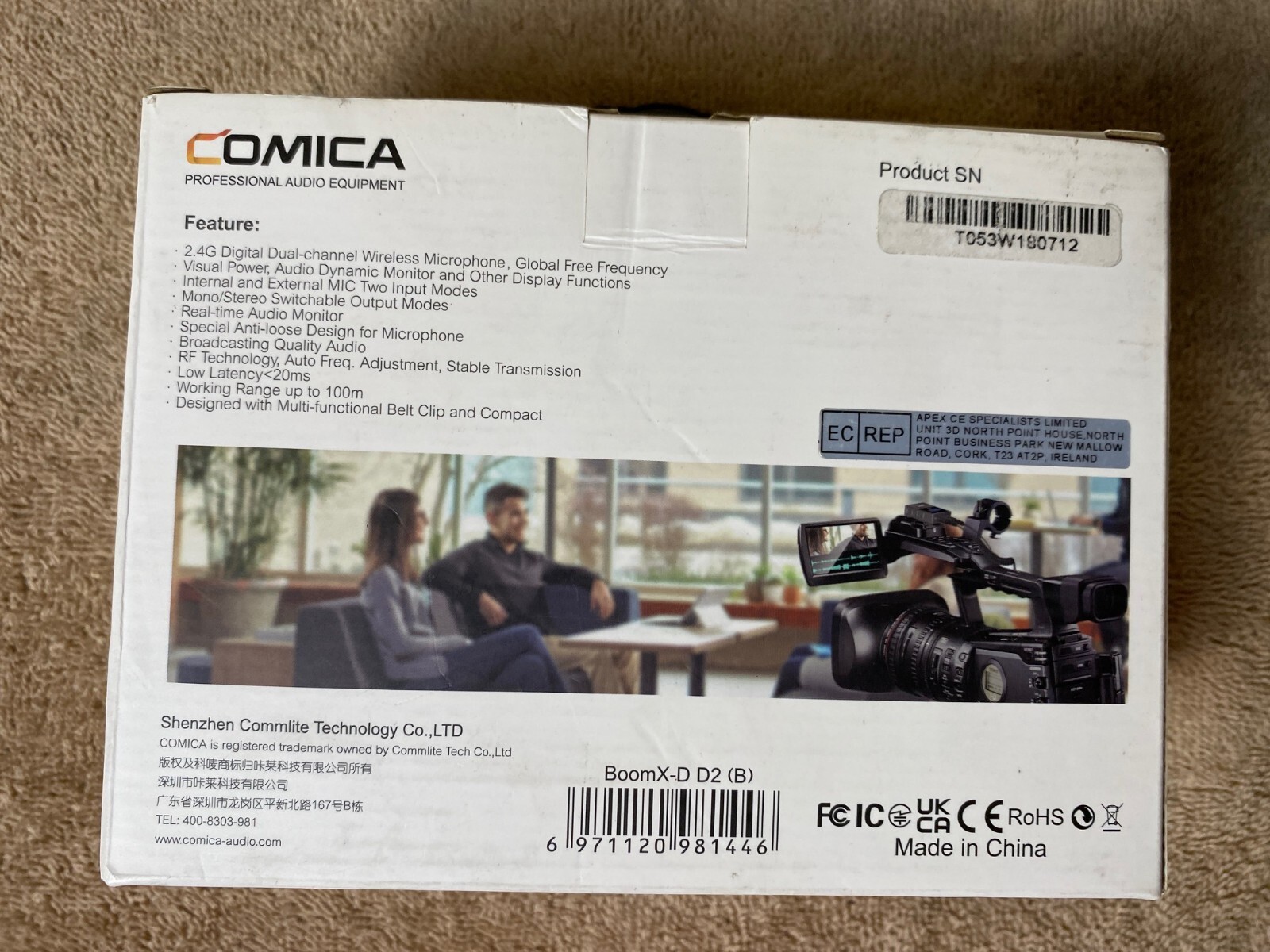 Comica Boom X-D2B (2TX+RX) 2.4G Digital Wireless Microphone System - Black